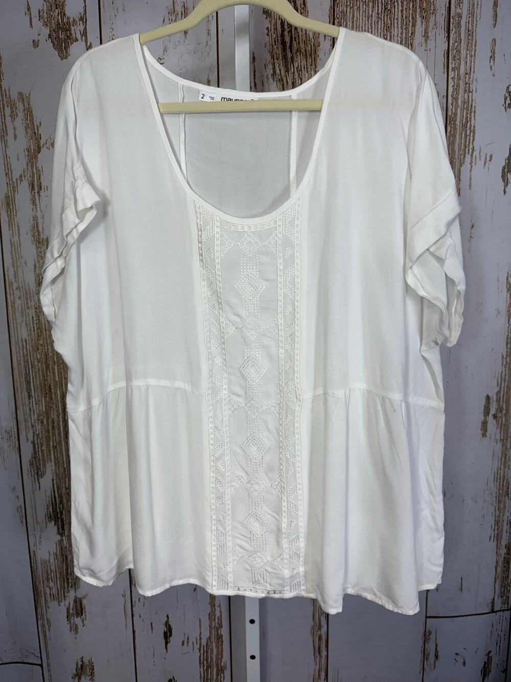 Maurices, White Boho Sheer Blouse. Size 2X. In excellent condition!